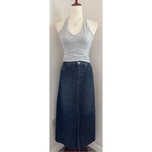 Ann Taylor Special Edition Y2K Dark Washed Denim Maxi Skirt